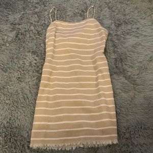 beige striped mini dress